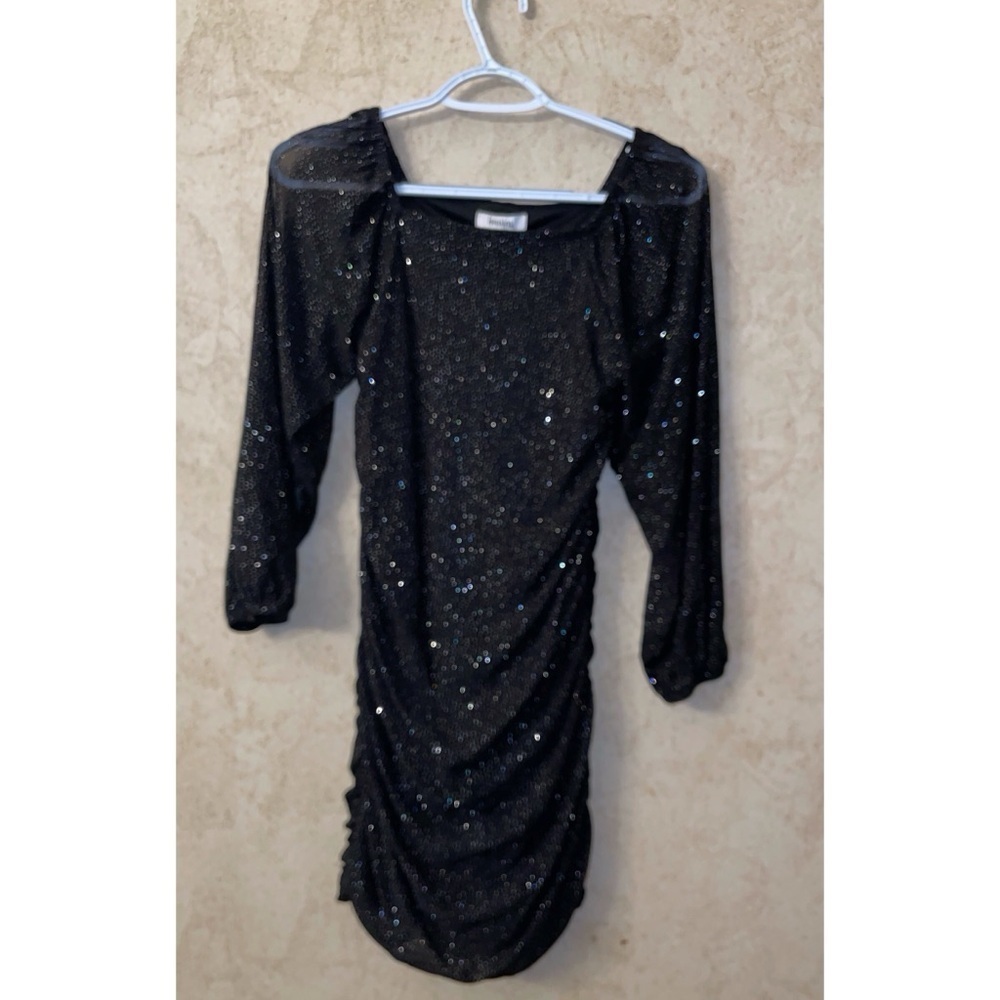 Speechless Kids Black Sequin Ruched Party Dress